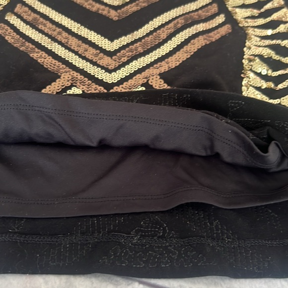 Express black stretch, gold sequin, embellished mini skirt size SP - Picture 6 of 6